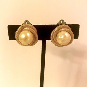 Jomaz Vintage Gold Plated & Faux Pearl Clip on Earrings